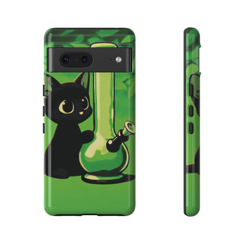 Pretty Black Cat With Water Bong - Dual-Layered Phone Case