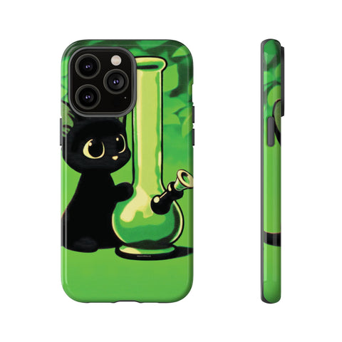 Pretty Black Cat With Water Bong - Dual-Layered Phone Case