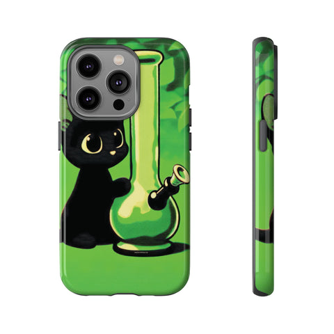 Pretty Black Cat With Water Bong - Dual-Layered Phone Case