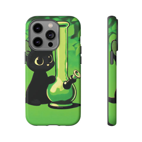 Pretty Black Cat With Water Bong - Dual-Layered Phone Case