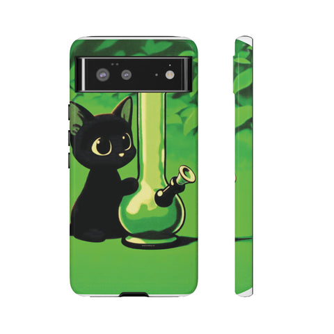 Pretty Black Cat With Water Bong - Dual-Layered Phone Case