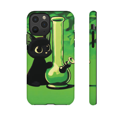 Pretty Black Cat With Water Bong - Dual-Layered Phone Case