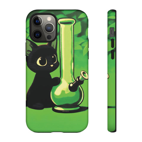 Pretty Black Cat With Water Bong - Dual-Layered Phone Case