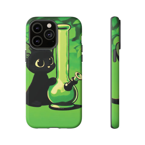 Pretty Black Cat With Water Bong - Dual-Layered Phone Case