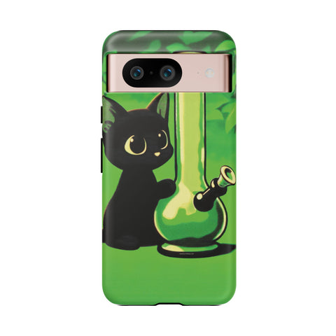 Pretty Black Cat With Water Bong - Dual-Layered Phone Case