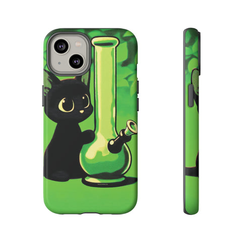 Pretty Black Cat With Water Bong - Dual-Layered Phone Case