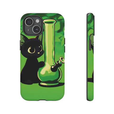 Pretty Black Cat With Water Bong - Dual-Layered Phone Case