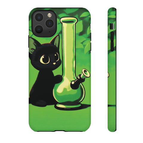 Pretty Black Cat With Water Bong - Dual-Layered Phone Case