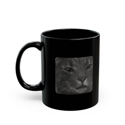 Mr Gray the Cat Dumbfounded - Black Coffee Mug (11oz, 15oz)