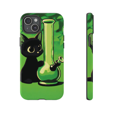 Pretty Black Cat With Water Bong - Dual-Layered Phone Case