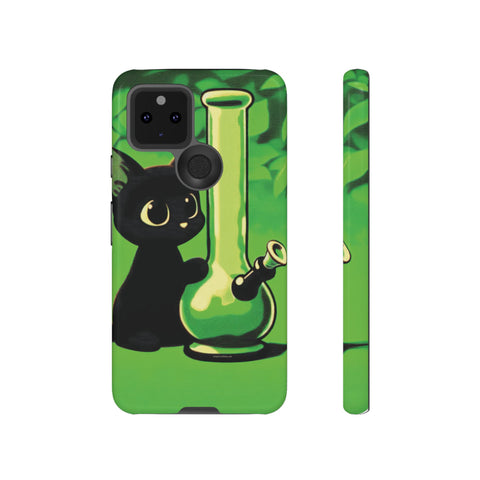 Pretty Black Cat With Water Bong - Dual-Layered Phone Case