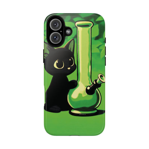 Pretty Black Cat With Water Bong - Dual-Layered Phone Case