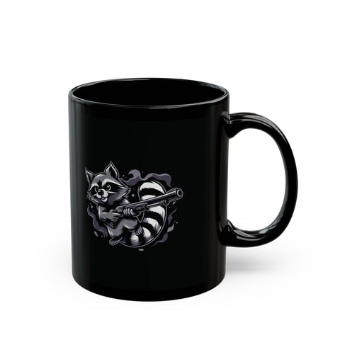 Shotgun Raccoon - Black Coffee Mug (11oz, 15oz)