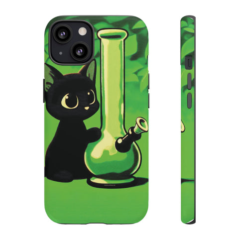 Pretty Black Cat With Water Bong - Dual-Layered Phone Case