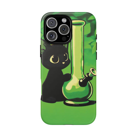 Pretty Black Cat With Water Bong - Dual-Layered Phone Case