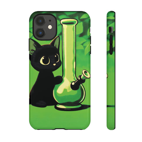 Pretty Black Cat With Water Bong - Dual-Layered Phone Case