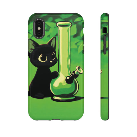 Pretty Black Cat With Water Bong - Dual-Layered Phone Case