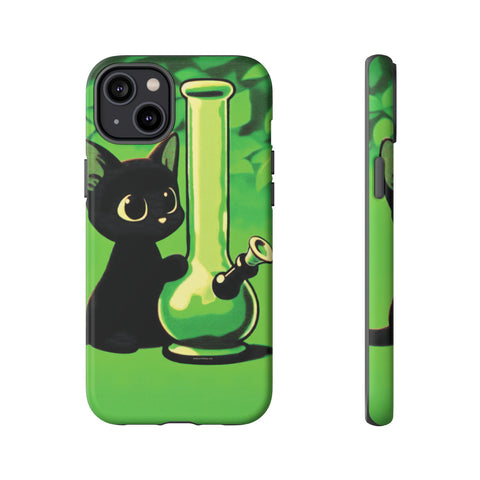 Pretty Black Cat With Water Bong - Dual-Layered Phone Case