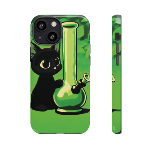 Pretty Black Cat With Water Bong - Dual-Layered Phone Case