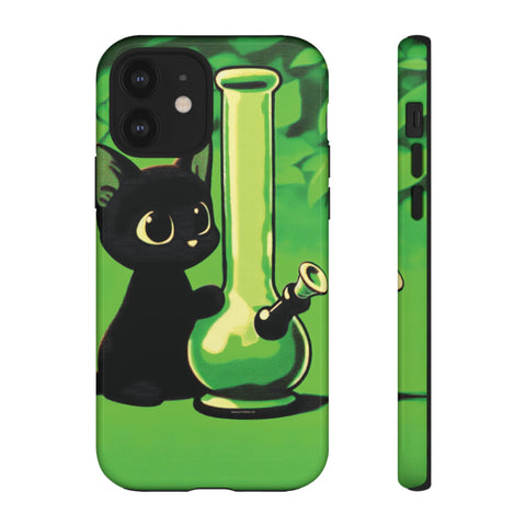 Pretty Black Cat With Water Bong - Dual-Layered Phone Case