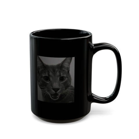 Mr Gray the Cat Surprised Face - Black Coffee Mug (11oz, 15oz)