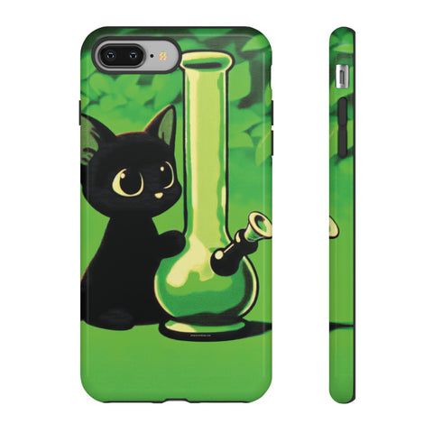 Pretty Black Cat With Water Bong - Dual-Layered Phone Case