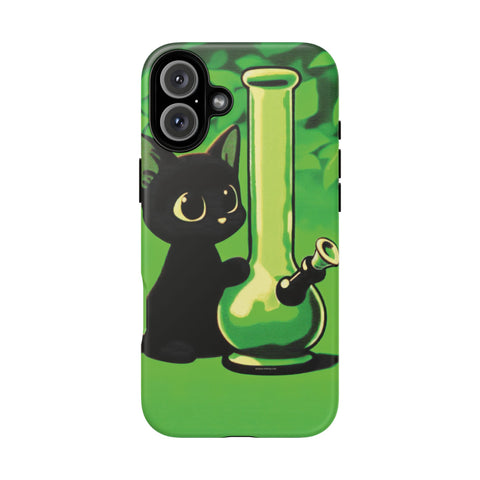 Pretty Black Cat With Water Bong - Dual-Layered Phone Case