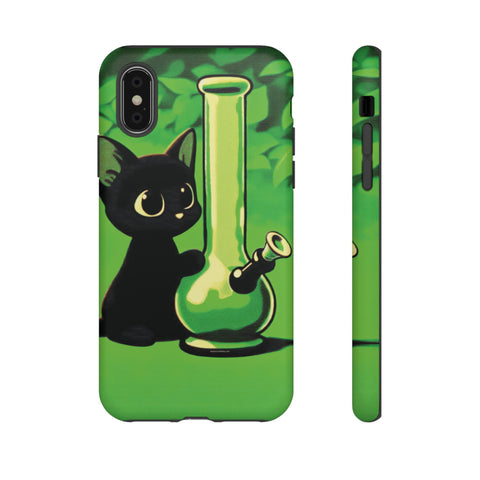 Pretty Black Cat With Water Bong - Dual-Layered Phone Case