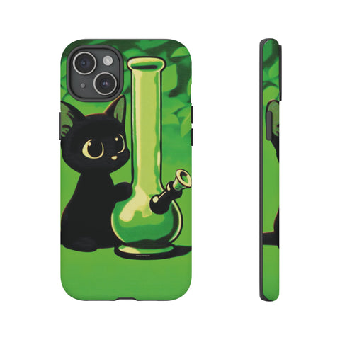 Pretty Black Cat With Water Bong - Dual-Layered Phone Case