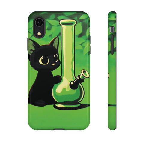 Pretty Black Cat With Water Bong - Dual-Layered Phone Case