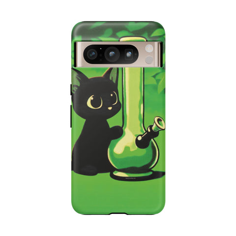 Pretty Black Cat With Water Bong - Dual-Layered Phone Case