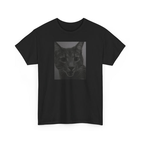 Mr Gray the Cat Surprised Face - Heavy Cotton T-Shirt