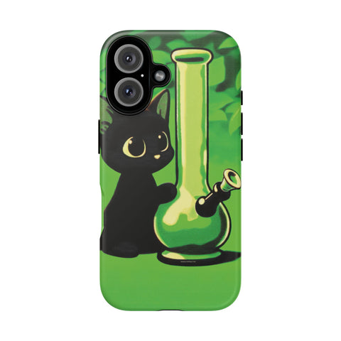 Pretty Black Cat With Water Bong - Dual-Layered Phone Case