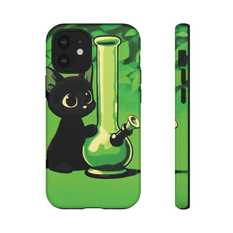 Pretty Black Cat With Water Bong - Dual-Layered Phone Case