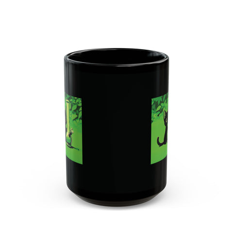 Pretty Black Cat with Water Bong - Black Coffee Mug (11oz, 15oz)