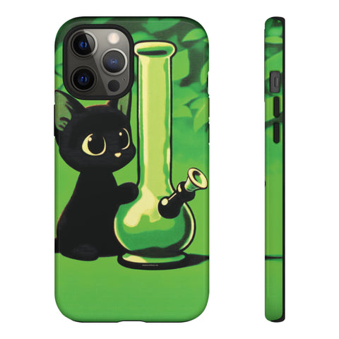 Pretty Black Cat With Water Bong - Dual-Layered Phone Case