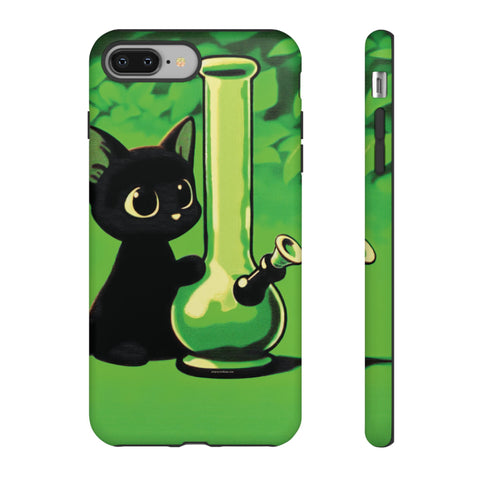 Pretty Black Cat With Water Bong - Dual-Layered Phone Case