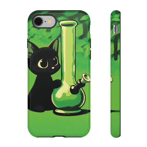 Pretty Black Cat With Water Bong - Dual-Layered Phone Case