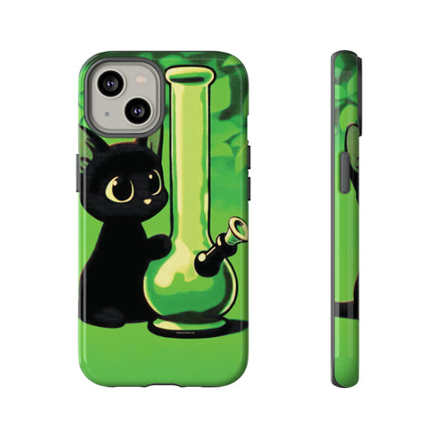 Pretty Black Cat With Water Bong - Dual-Layered Phone Case