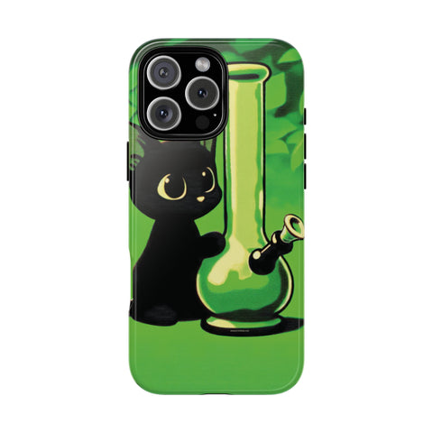 Pretty Black Cat With Water Bong - Dual-Layered Phone Case