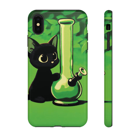 Pretty Black Cat With Water Bong - Dual-Layered Phone Case