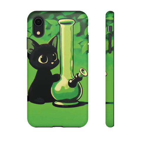 Pretty Black Cat With Water Bong - Dual-Layered Phone Case