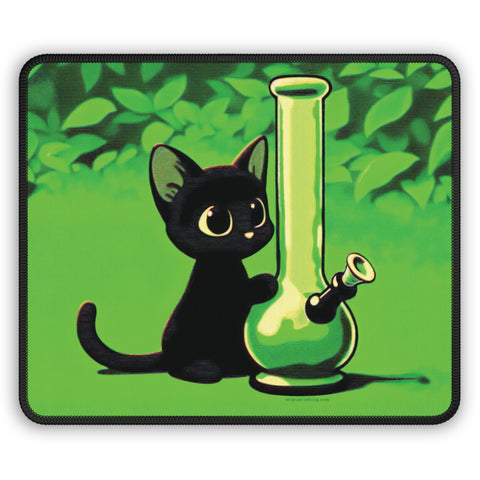 Pretty Black Cat with Water Bong - Gaming Mousepad