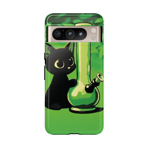 Pretty Black Cat With Water Bong - Dual-Layered Phone Case