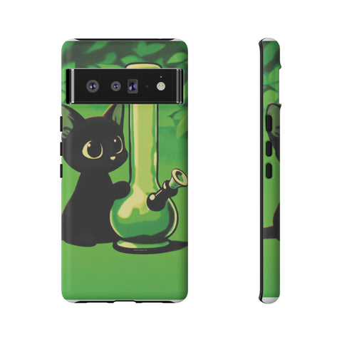 Pretty Black Cat With Water Bong - Dual-Layered Phone Case