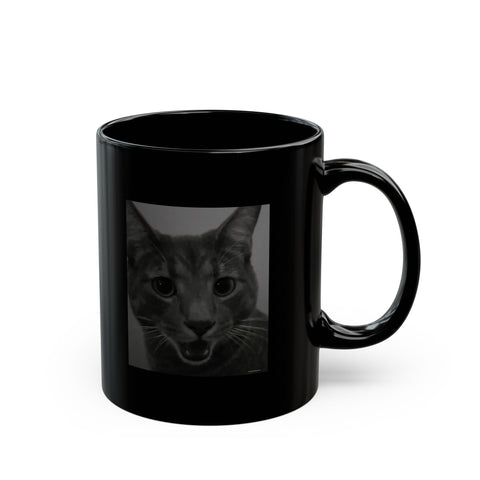 Mr Gray the Cat Surprised Face - Black Coffee Mug (11oz, 15oz)