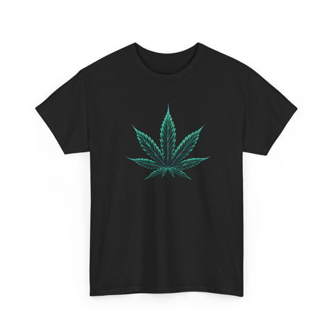 Neon Marijuana Leaf - Heavy Cotton T-Shirt