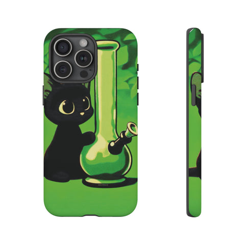 Pretty Black Cat With Water Bong - Dual-Layered Phone Case