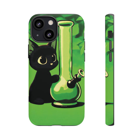 Pretty Black Cat With Water Bong - Dual-Layered Phone Case