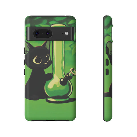 Pretty Black Cat With Water Bong - Dual-Layered Phone Case